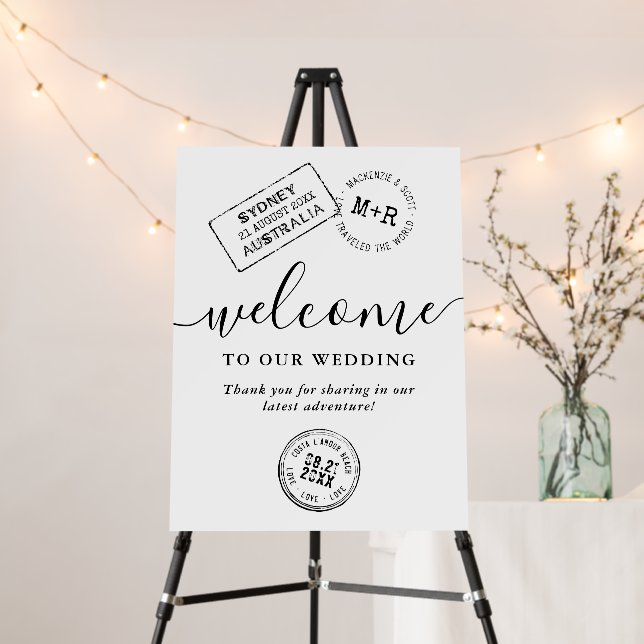 Wedding Welcome Sign Travel Theme Destination (In Situ (Stand))
