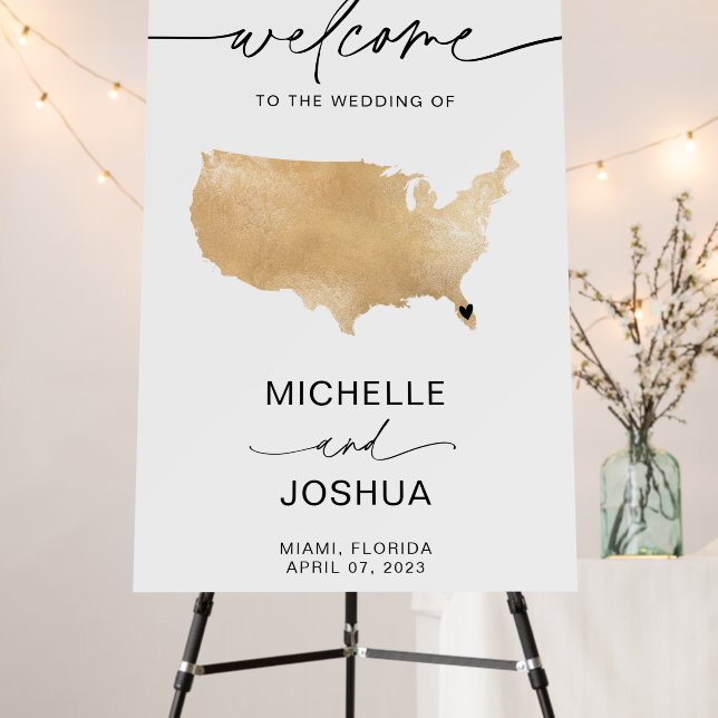 Wedding Welcome Sign Wedding Destination Map USA (In Situ (Stand))