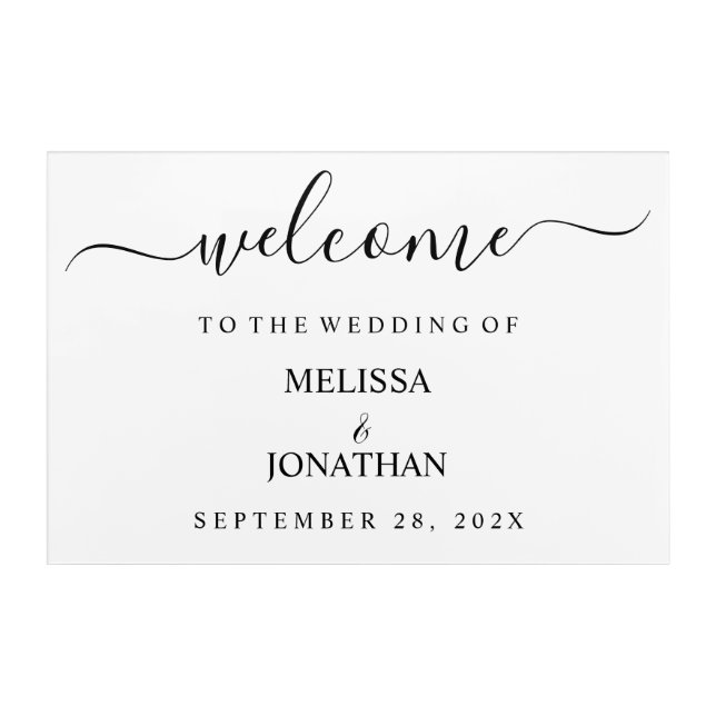 Wedding Welcome Sign White Black Acrylic Print (Front)
