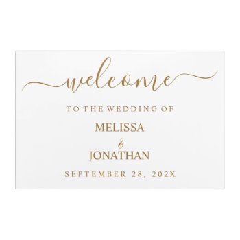 Wedding Welcome Sign White Gold Acrylic Print by Vineyard at Zazzle