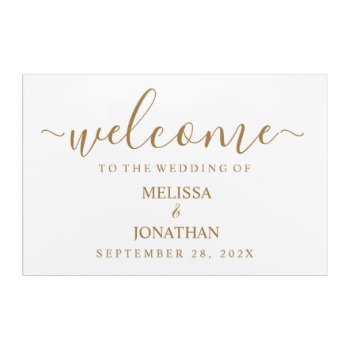 Wedding Welcome Sign White Gold Acrylic Print by Vineyard at Zazzle