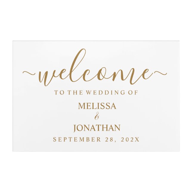 Wedding Welcome Sign White Gold Acrylic Print (Front)
