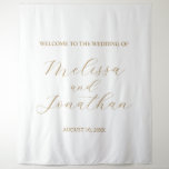 Wedding Welcome Sign White &amp; Gold Tapestry at Zazzle