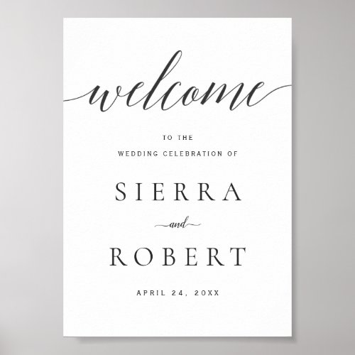 Wedding Welcome Sign with Elegant Black Script