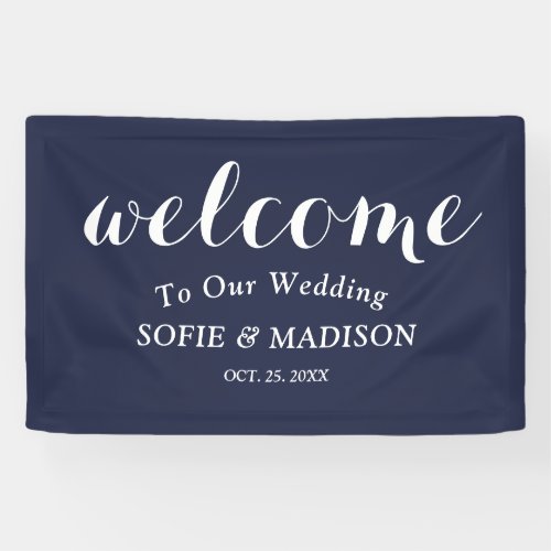 Wedding Welcome Sign with Elegant Navy Blue 