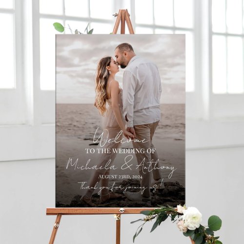 Wedding welcome sign with photo