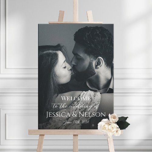 Wedding welcome sign with photo canvas print