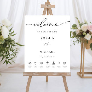 Wedding Welcome Sign With Timeline Minimalist