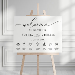 Wedding Welcome Sign With Timeline Minimalist