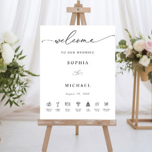 Wedding Welcome Sign With Timeline Minimalist