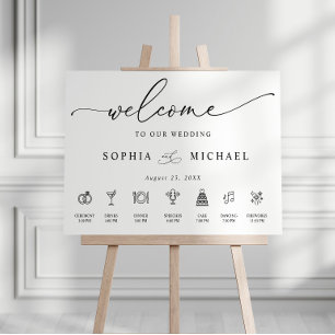 Wedding Welcome Sign With Timeline Minimalist