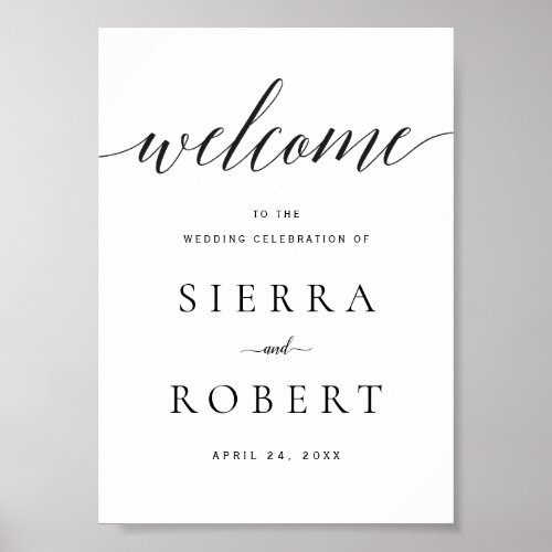 Wedding Welcome Sign with True Black Script