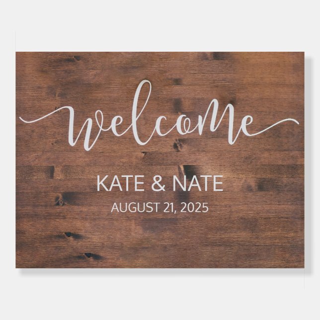 Wedding Welcome Sign - Wood Wedding Sign - Rustic  (Front)