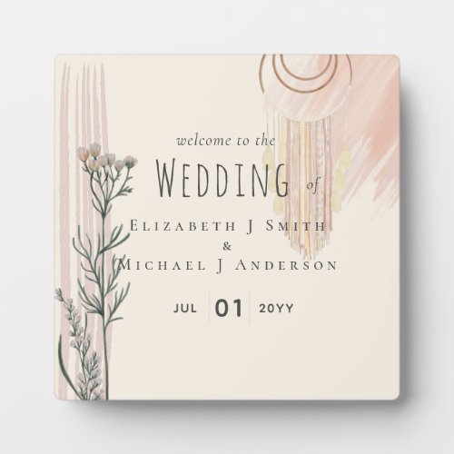 Wedding Welcome Signs _ Dusty Blue Peach Plaque