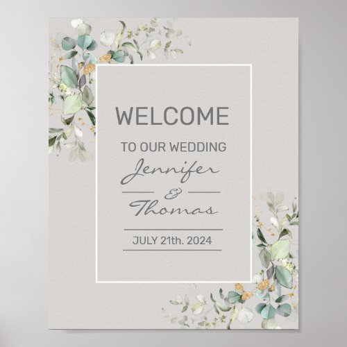 Wedding Welcome Signs Parchment Color  Green Lea