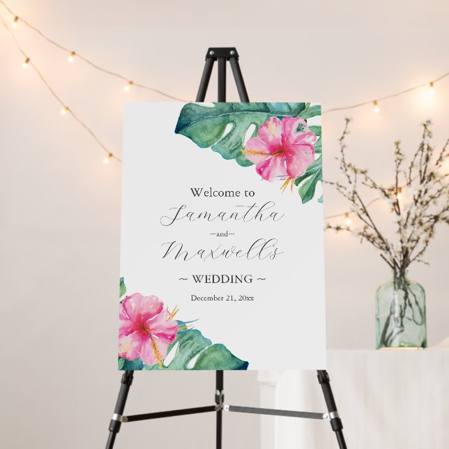 Wedding Welcome Signs Watercolor Flowers (In Situ (Stand))