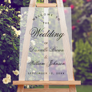 Wedding Welcome Simple Calligraphy Elegant Script Acrylic Sign