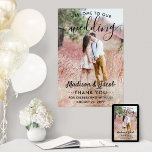 Wedding Welcome Simple Modern Black Script Photo Poster<br><div class="desc">Welcome wedding guests to your ceremony or reception with an elegant custom photo 24"x36" poster. Picture and all text are simple to personalize. (IMAGE PLACEMENT TIP: An easy way to center a photo exactly how you want is to crop it before uploading to the Zazzle website.) The modern minimalist black...</div>