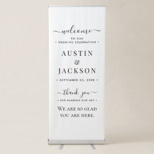 Wedding Welcome Simple Modern Retractable Banner