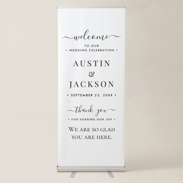 Wedding Welcome Simple Modern Retractable Banner (Front)