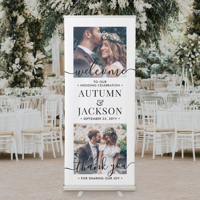 Wedding Welcome Simple Modern Typography 2 Photo Retractable Banner (Creator Uploaded)