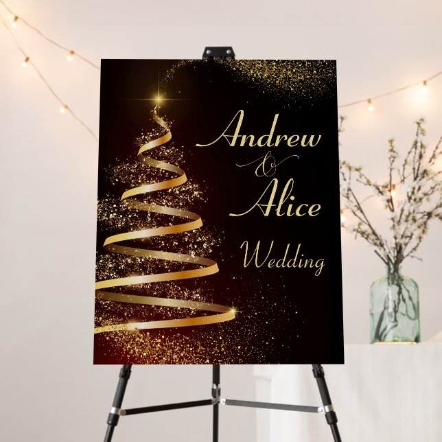 Wedding welcome sparkle christmas tree Invitation Foam Board (In Situ (Stand))