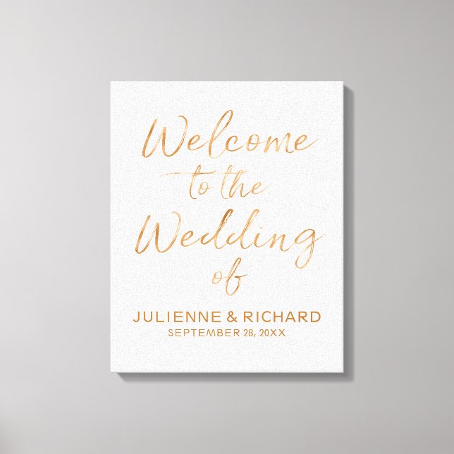 Wedding Welcome Stylish Rose Gold Lettered Sign (Front)