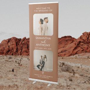 Wedding Welcome Terracotta Boho Frame 2 Photo Retractable Banner