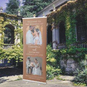 Wedding Welcome Terracotta Boho Modern 2 Photo Retractable Banner