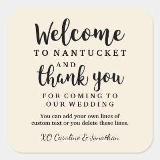 Wedding Welcome Thank You Hotel Custom Favor Bag Square Sticker