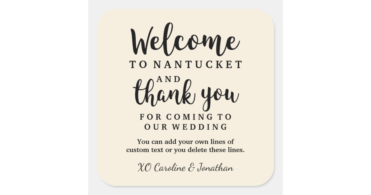 Wedding Thank You Hotel Custom Favor Bag Square Sticker