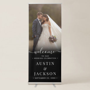 Wedding Welcome & Thank You Simple Script Photo Retractable Banner