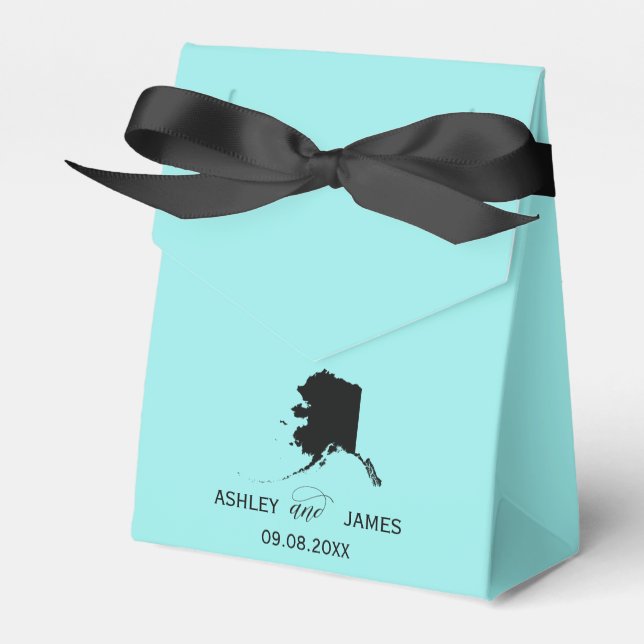 Wedding Welcome to Alaska Favor Box, State Map Favor Boxes (Front Side)
