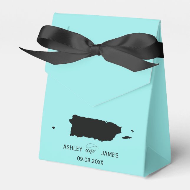 Wedding Welcome to Puerto Rico Map Favor Box (Front Side)
