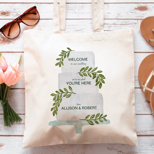 Wedding Welcome Tote Bag with Cake Illustration (Creator Uploaded)