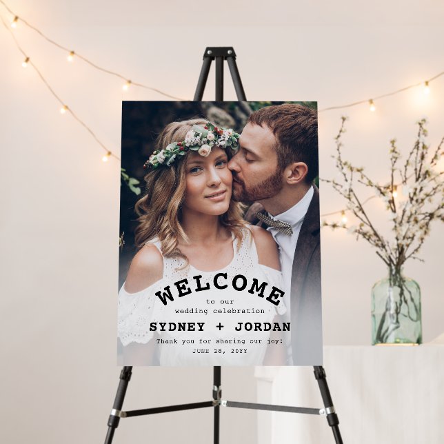 Wedding Welcome Typewriter Typography and Photo Foam Board (In Situ (Stand))