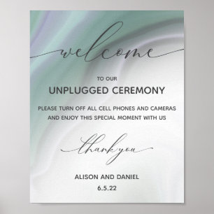 Wedding Welcome Unplugged Dusty Jade Agate Poster