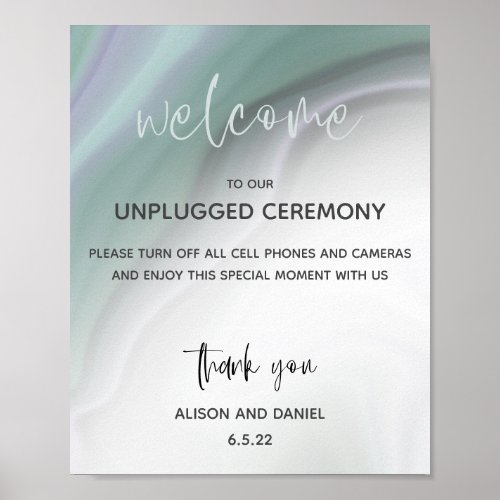 Wedding Welcome Unplugged Dusty Jade Agate Poster