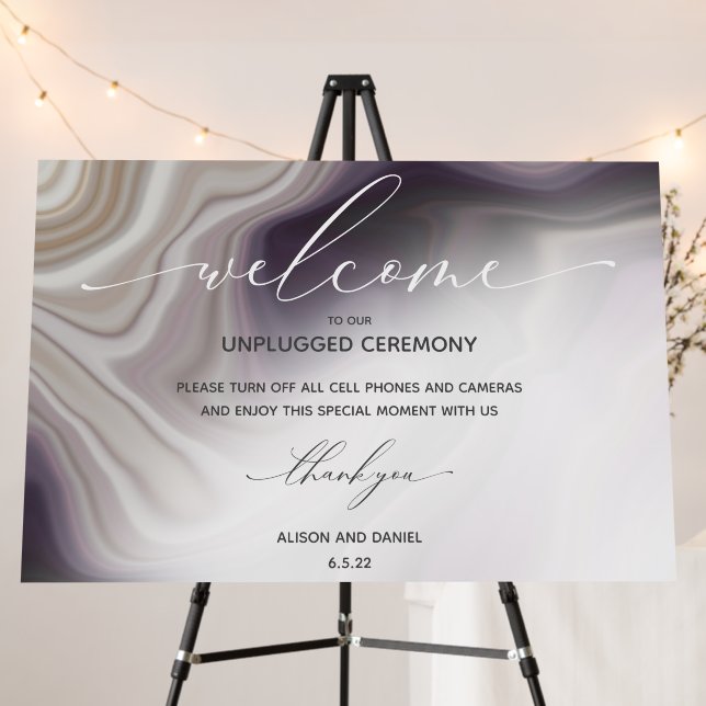 Wedding Welcome Unplugged Dusty Plum Agate Foam Board (In Situ (Stand))