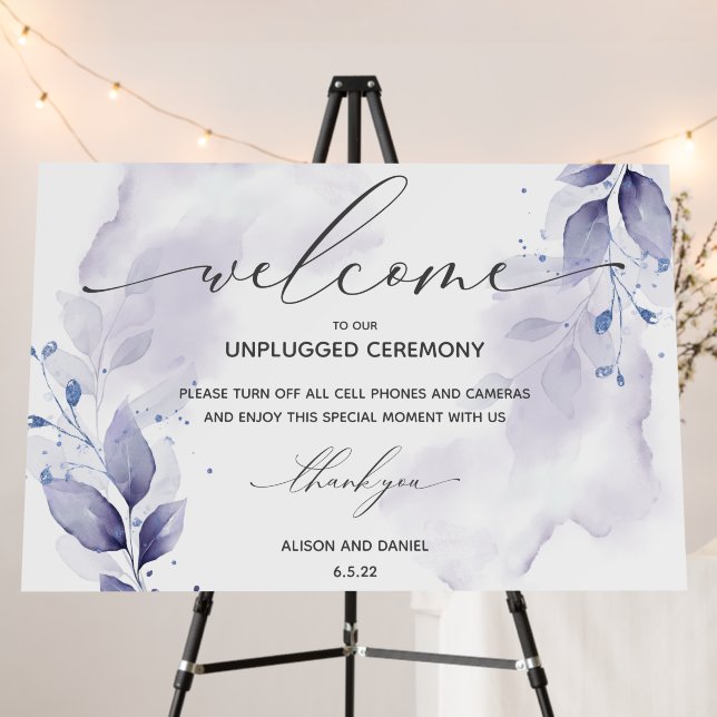 Wedding Welcome Unplugged Dusty Plum Foliage Foam Board (In Situ (Stand))