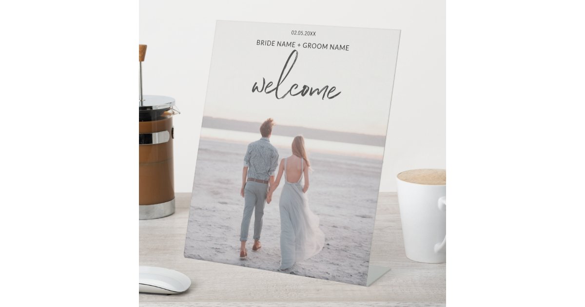 Wedding Welcome Vertical Pedestal Sign | Zazzle