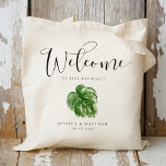 Wedding Welcome Watercolor Tropical Monstera Leaf Tote Bag<br><div class="desc">Check out over 400 popular styles of wedding tote bags from the "Wedding Tote Bags" collection of our shop! Click “Edit Design” will allow you to customize further. You can change the font size, font color and more! wedding tote bags, tote bags wedding, floral tote bags, rustic floral, rustic tote...</div>