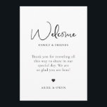 Wedding Welcome Weekend Timeline Program<br><div class="desc">Modern minimalist wedding welcome and weekend event timeline program card. Template features,  welcome message on front and weekend itinerary timeline on back.  Wedding day icons timeline includes rings,  cocktail,  meal setting,  cake,  music note and confetti.</div>