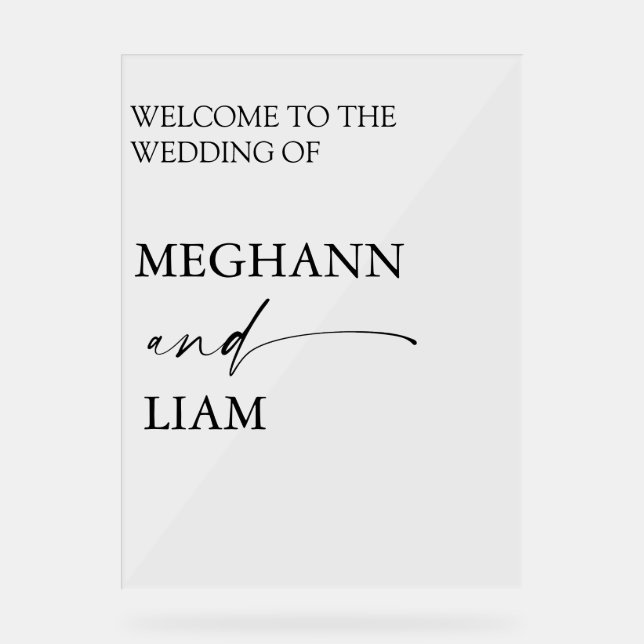 Wedding Welcome, Welcome, Wedding signs, Modern Acrylic Sign (Front)