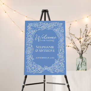Wedding Welcome Wildflower Blue White Bird Floral Foam Board