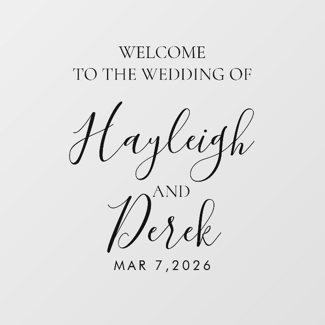 Wedding Welcome with Names and Date Window Cling (Sheet)