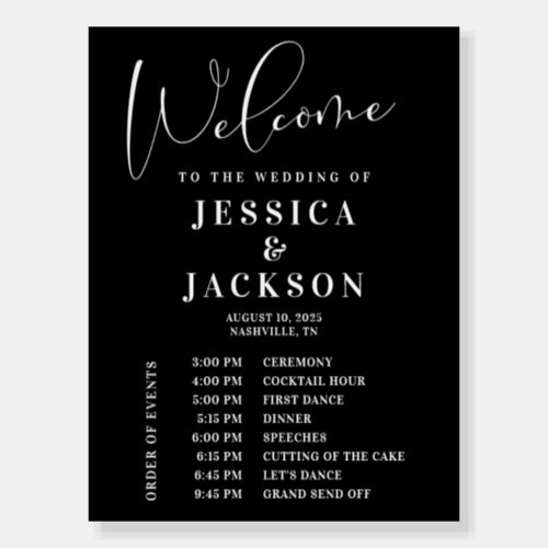 Wedding Welcome with Order of Events Sign