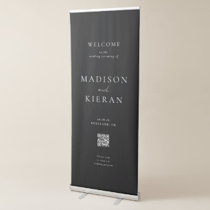 Wedding Welcome with QR Code Ceremony Program Retractable Banner
