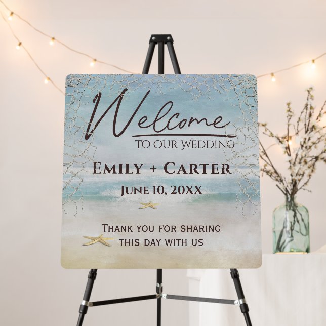 Wedding Welcome with Starfish Foam Board (In Situ (Stand))
