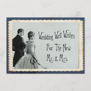 Wedding Well Wishes Advice Vintage Bride Groom Enclosure Card